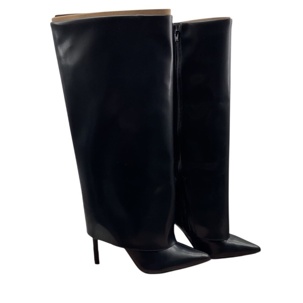 INC International Concepts Skylar Black Gaiter Fold-Over Stiletto Boots 9.5M